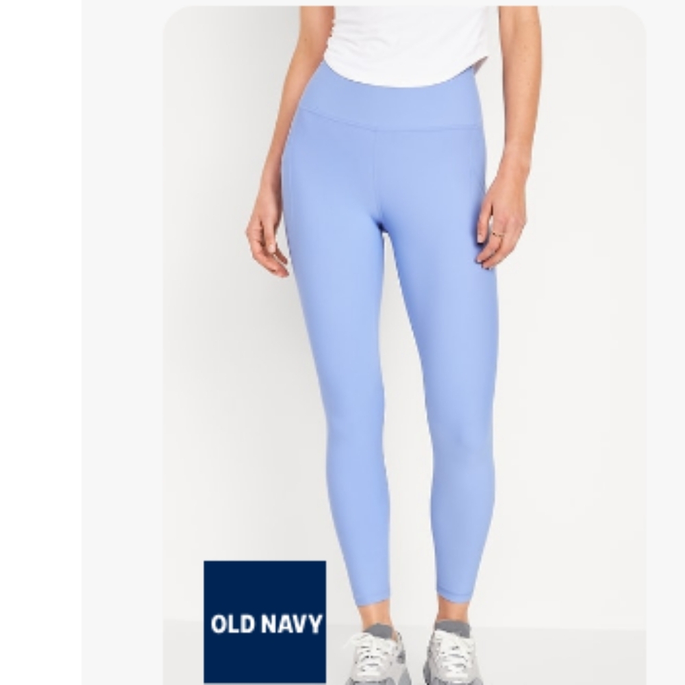 NWT Old Navy High-Waisted PowerSoft 7/8 Pocket Blue Leggings